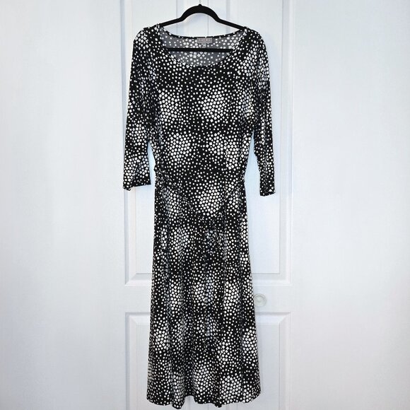 Laura Dresses & Skirts - Laura Plus Black & White Square Polka-Dot A-Line Belted Midi Dress | Size 2X